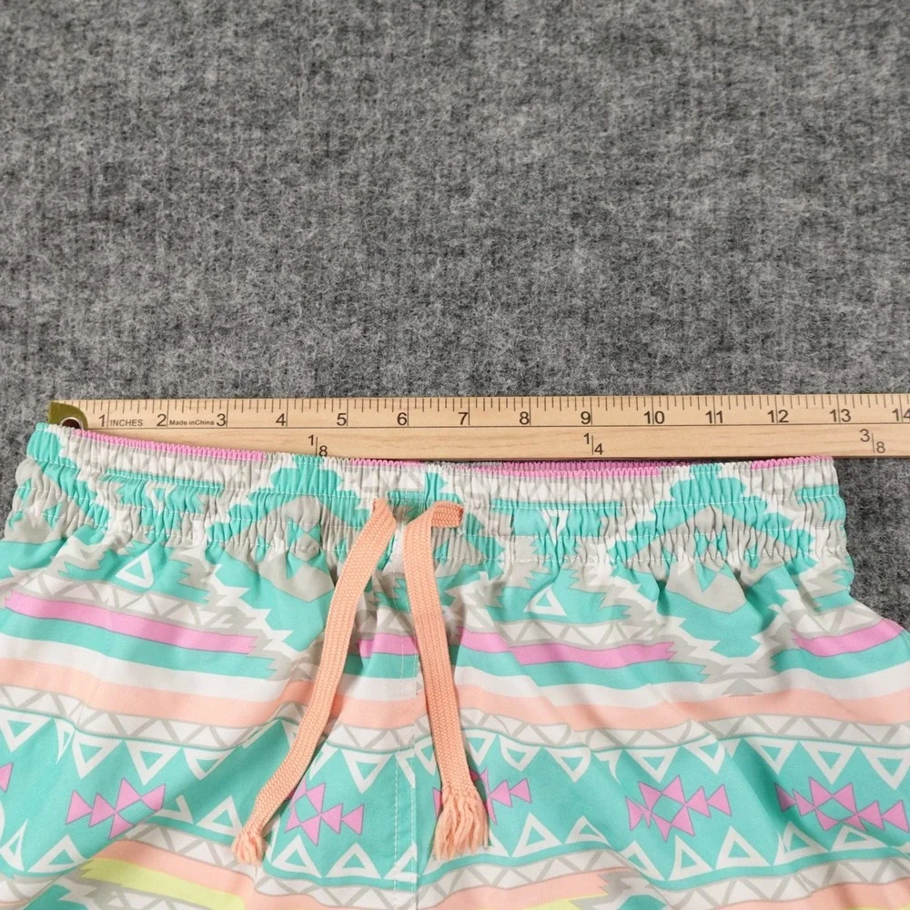 Chubbies The En Fuegos Swim Trunks Mens Small Green Orange Aztec Print Mesh Pool